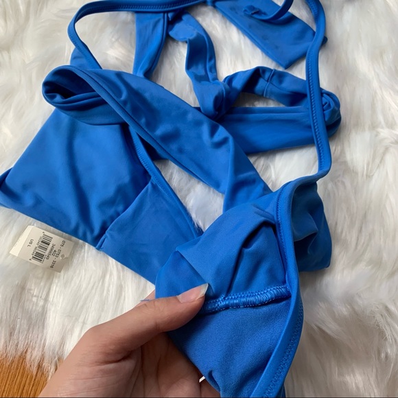 Aerie Blue Wrap Bikini Top Large NWT - Picture 5 of 7